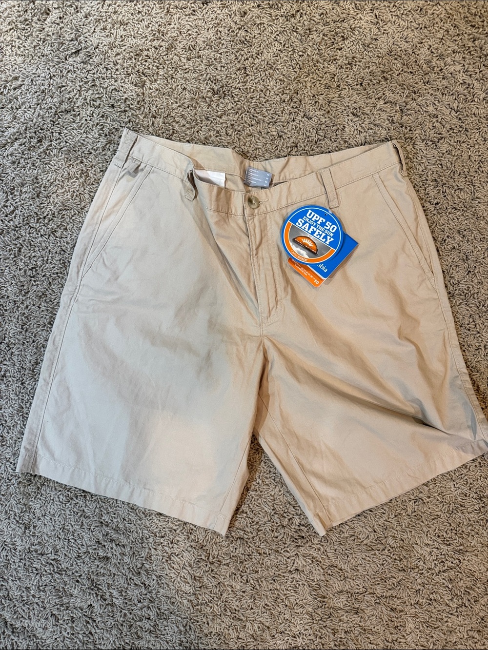 Columbia Men's Khaki Flat Front Performance Shorts